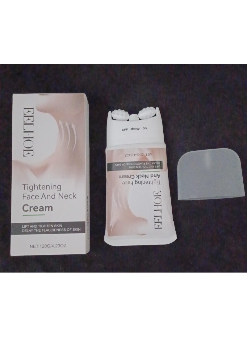 EELHOE Tightening Face and Neck Cream 120g – Firming Anti-Wrinkle Moisturizer with Roller Applicator for Sagging Skin, Jawline Definition and Youthful Glow Care - Image 4